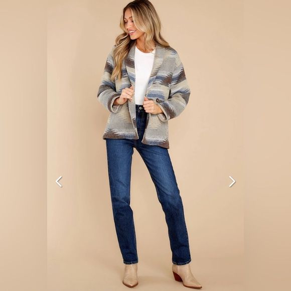 Red Dress Aura Setting The Standard Southwestern Blazer Jacket Oversized Taupe M - Picture 2 of 11